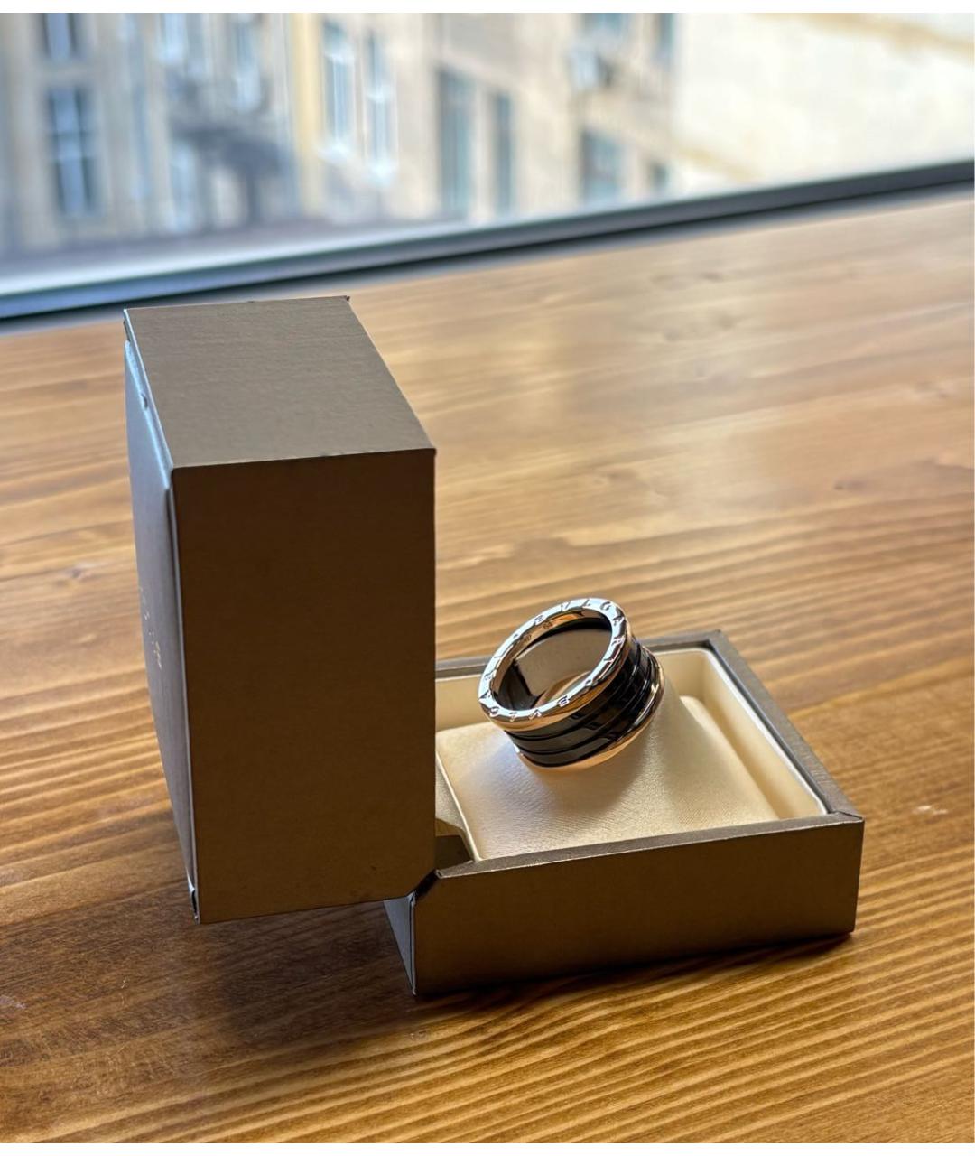 BVLGARI Черное кольцо из розового золота, фото 4