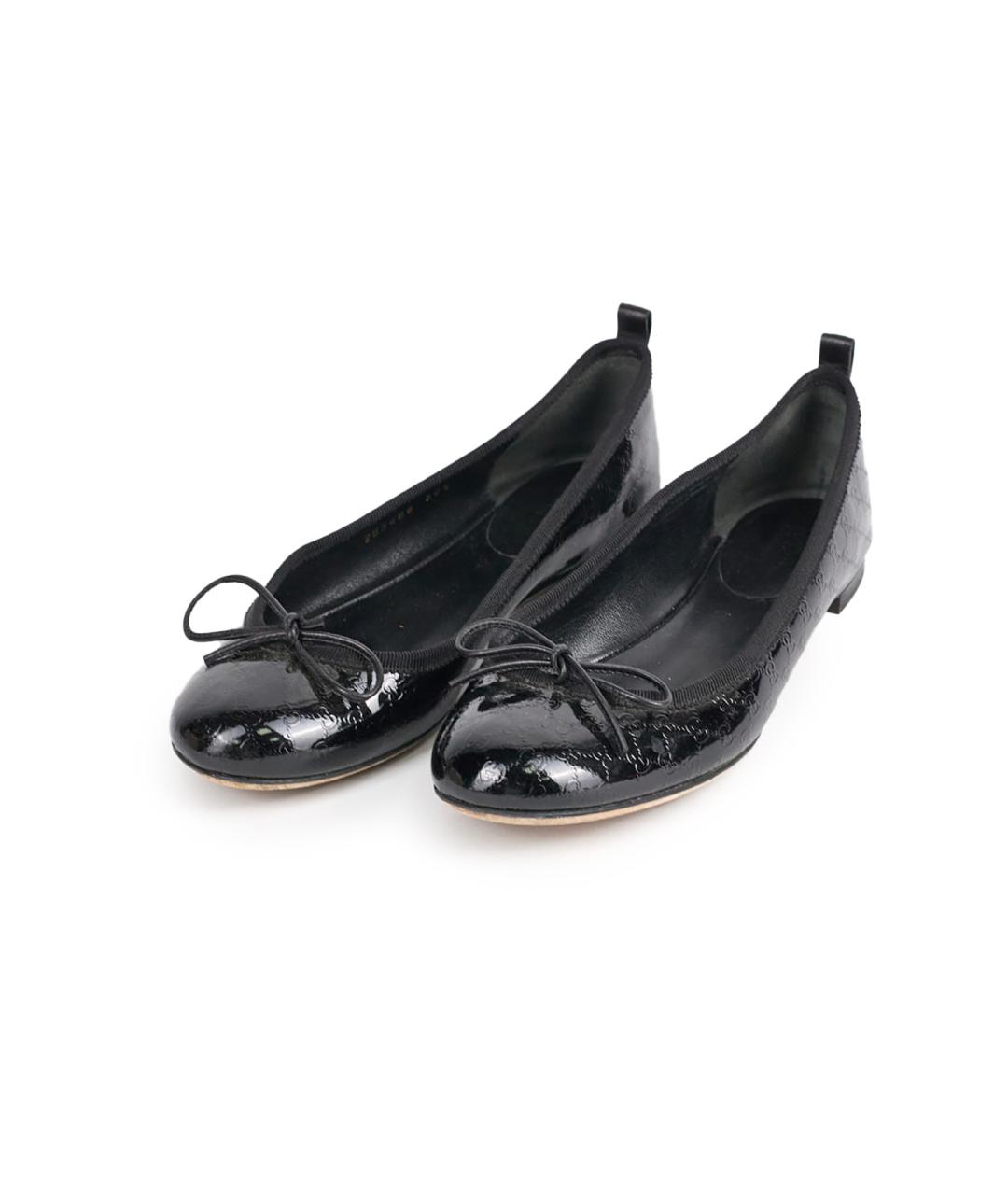 GUCCI Черные балетки из лакированной кожи, фото 2