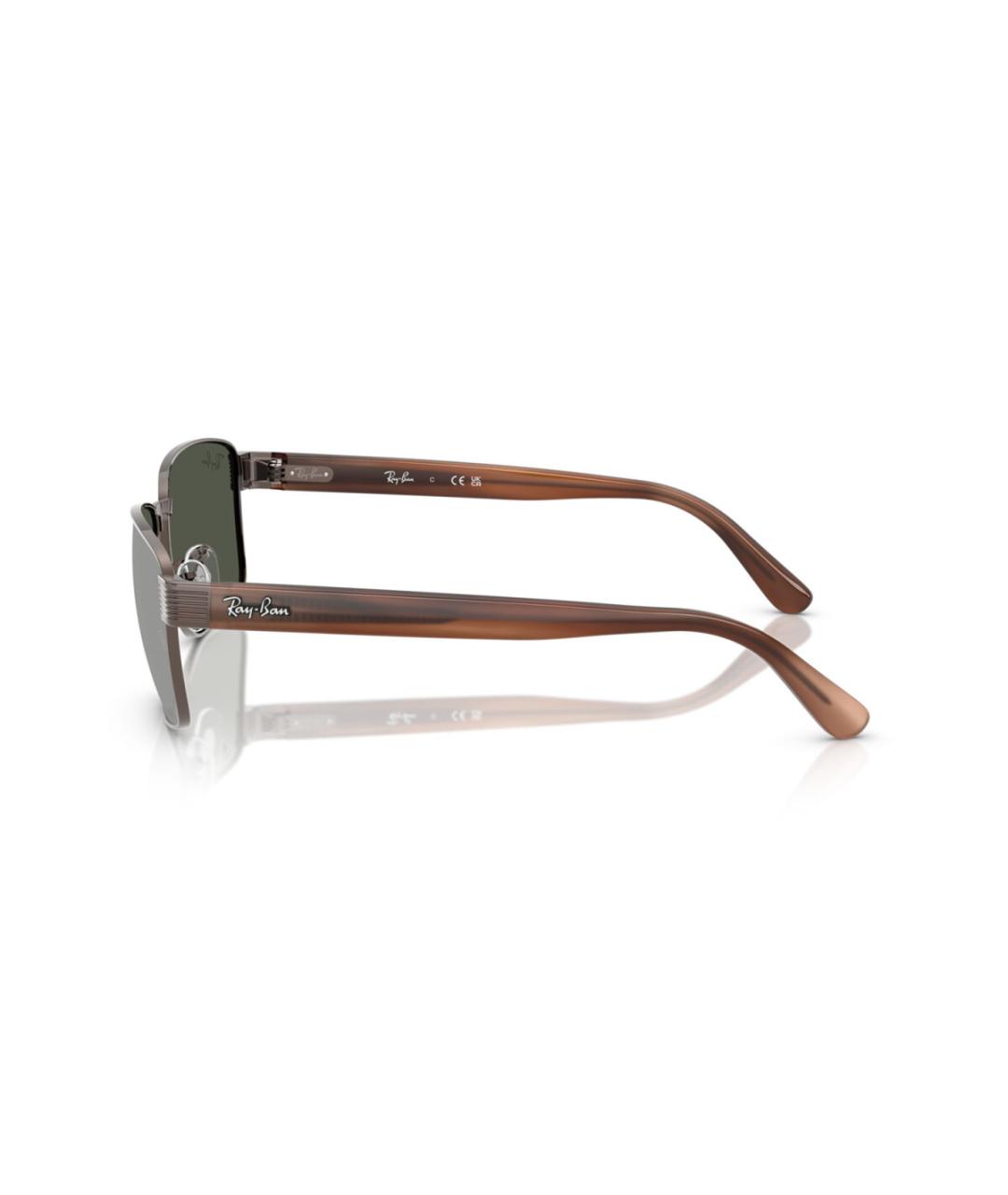 RAY BAN Коричневые металлические солнцезащитные очки, фото 3