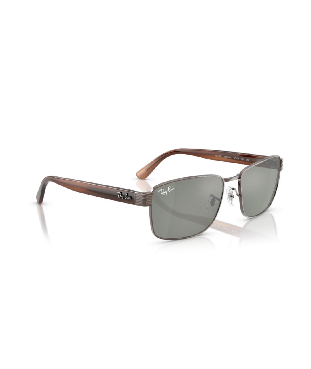 RAY BAN Коричневые металлические солнцезащитные очки, фото 5