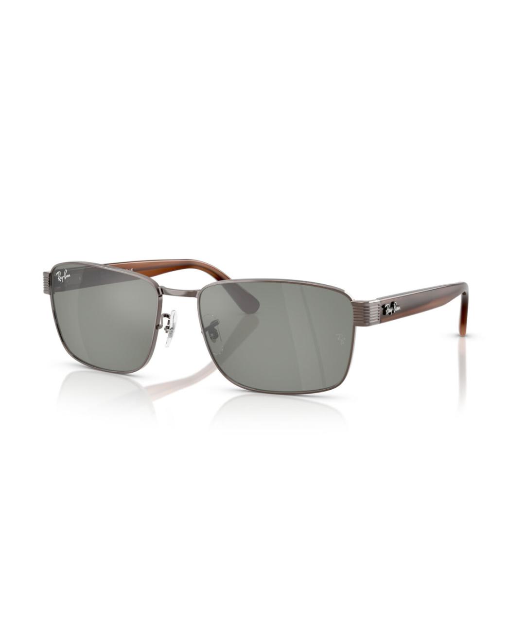 RAY BAN Коричневые металлические солнцезащитные очки, фото 8