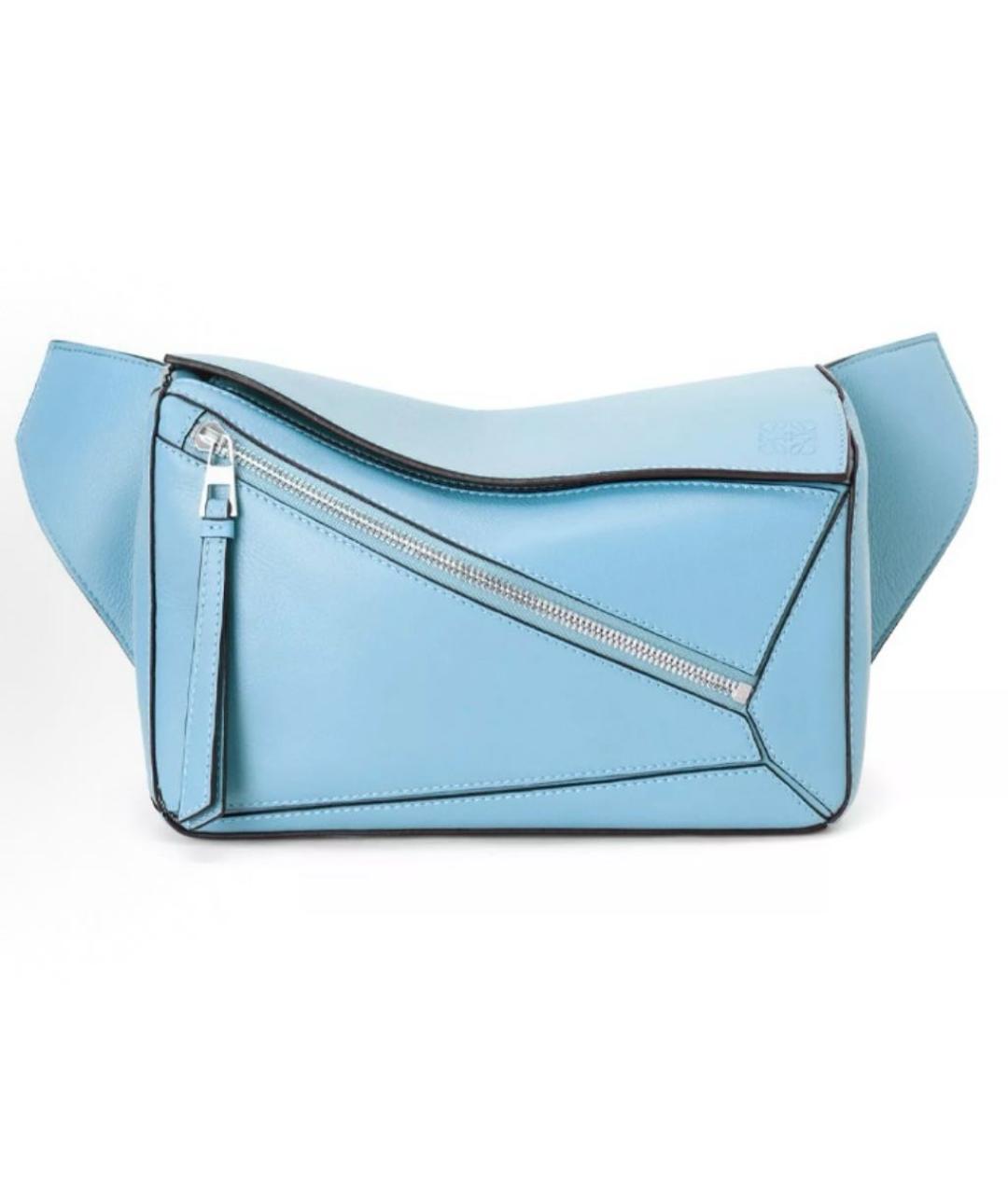 LOEWE Голубая кожаная поясная сумка, фото 6