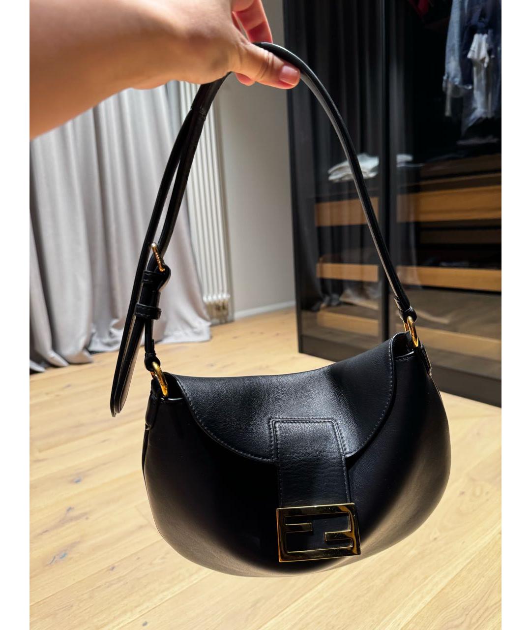 FENDI Черная кожаная сумка через плечо, фото 6