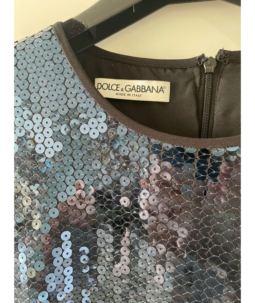 DOLCE&GABBANA Темно-синее полиэстеровое вечернее платье, фото 3