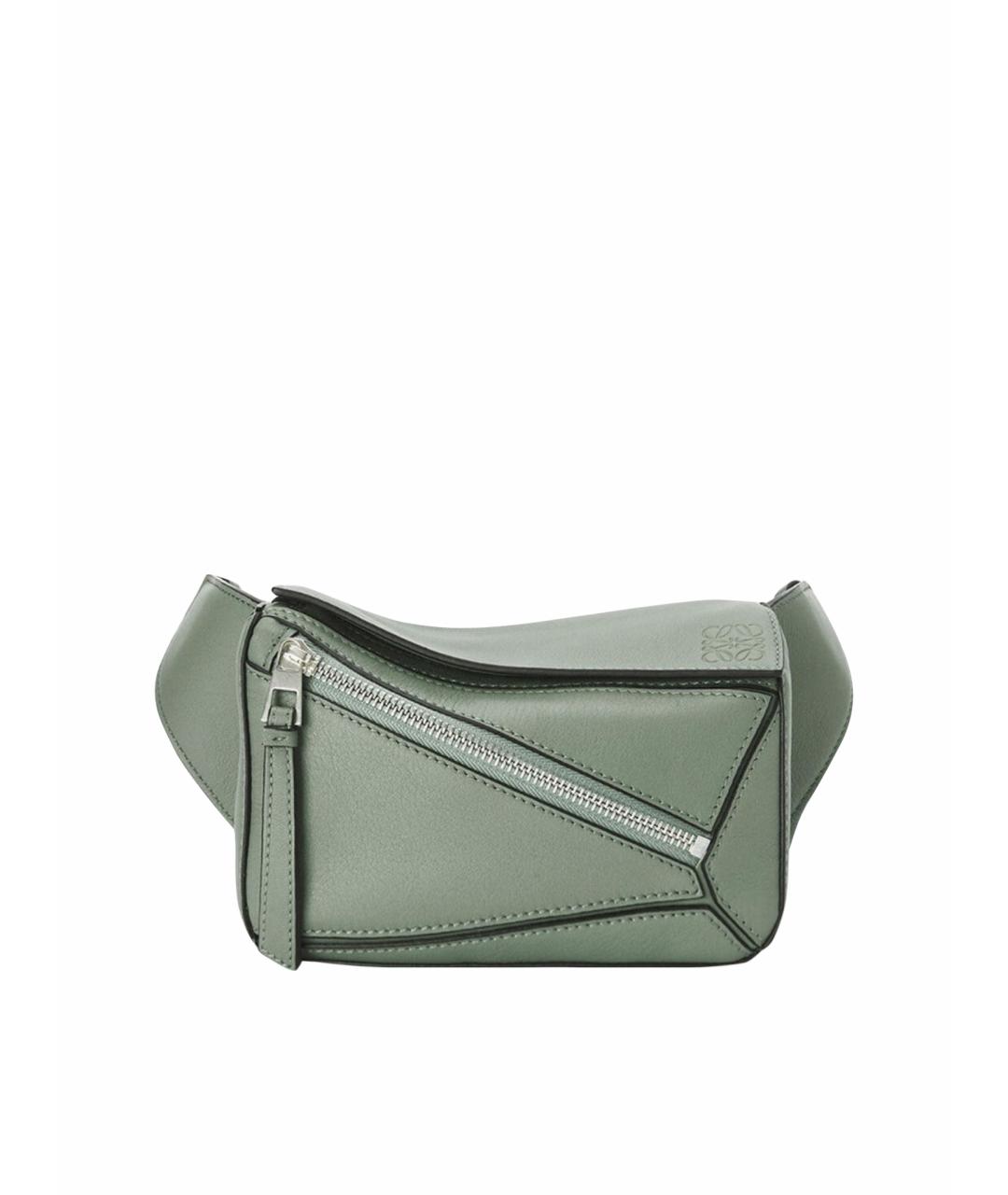 LOEWE Зеленая кожаная поясная сумка, фото 1
