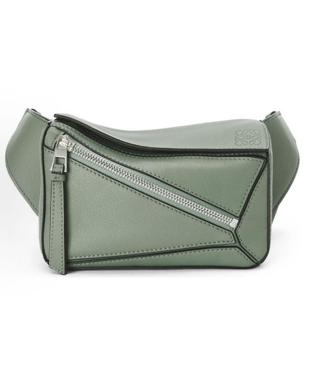 LOEWE Зеленая кожаная поясная сумка, фото 8