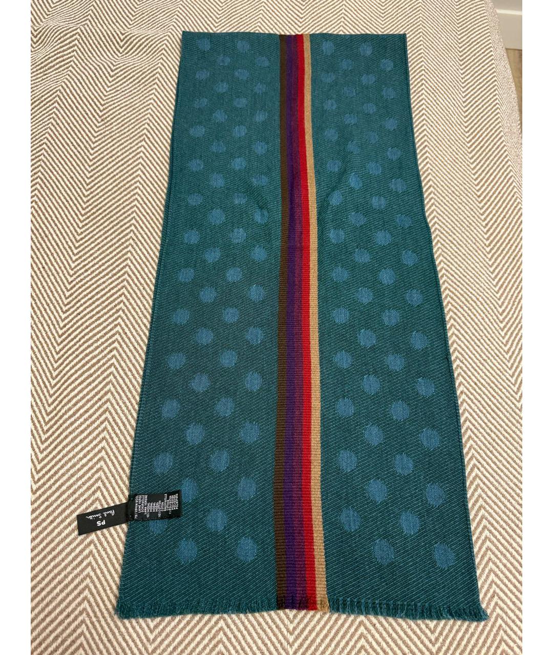PAUL SMITH Зеленый шерстяной шарф, фото 4