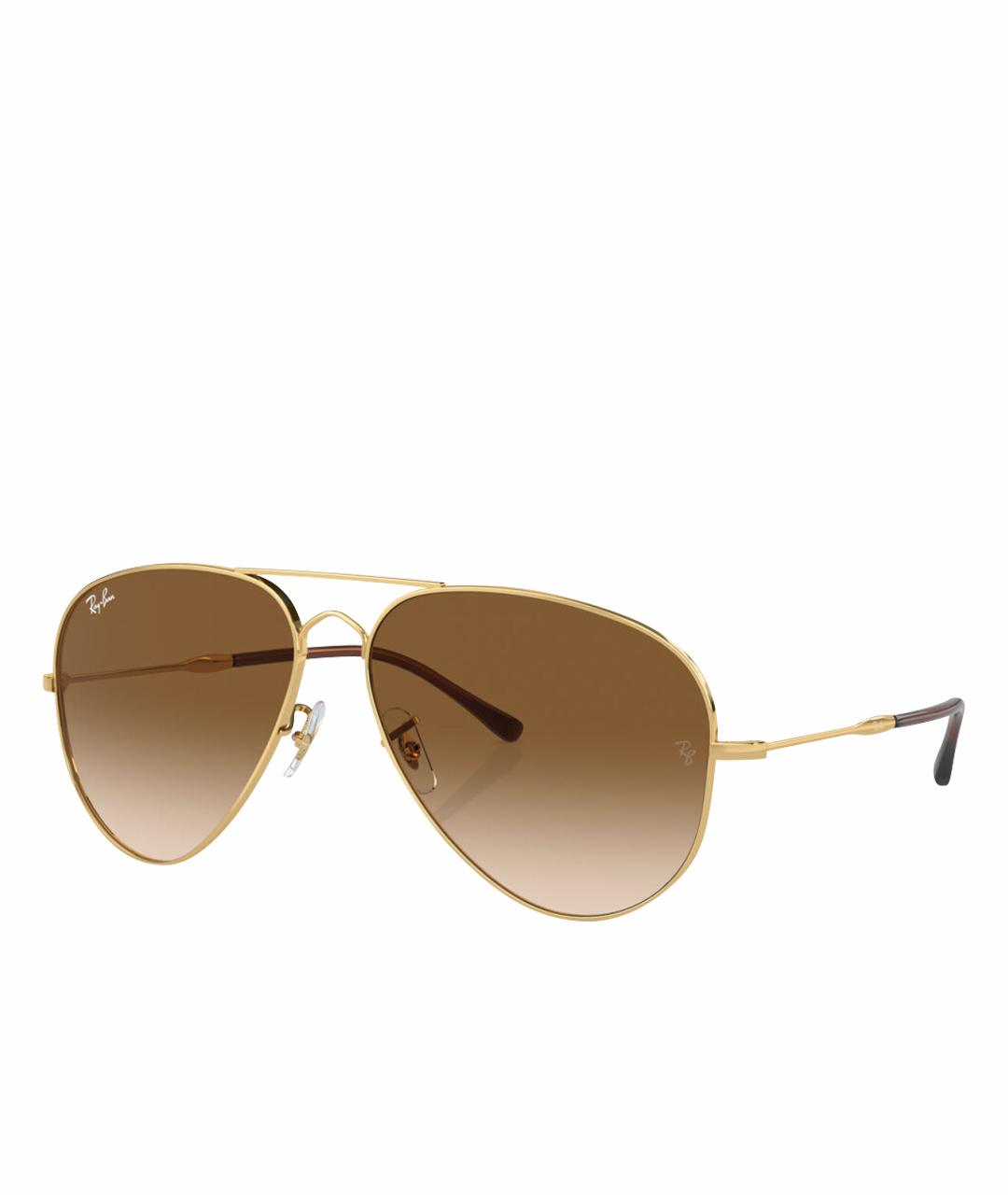RAY BAN Золотые металлические солнцезащитные очки, фото 1