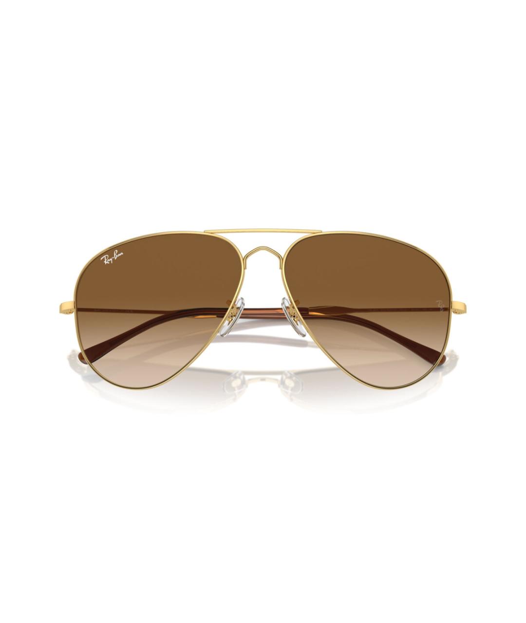 RAY BAN Золотые металлические солнцезащитные очки, фото 7