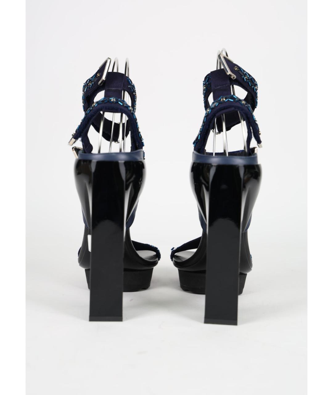 VERSACE Черные текстильные босоножки, фото 4