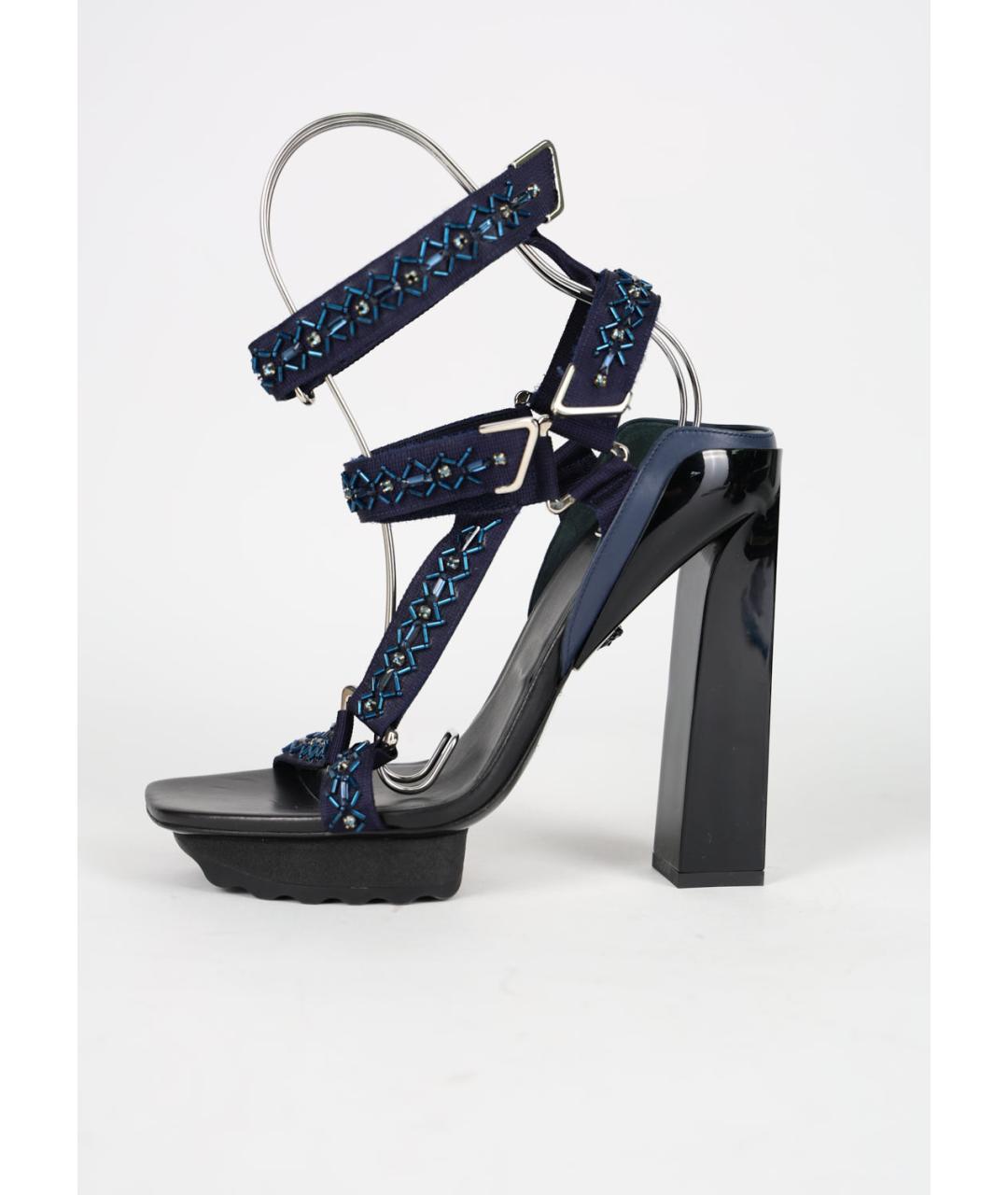 VERSACE Черные текстильные босоножки, фото 6