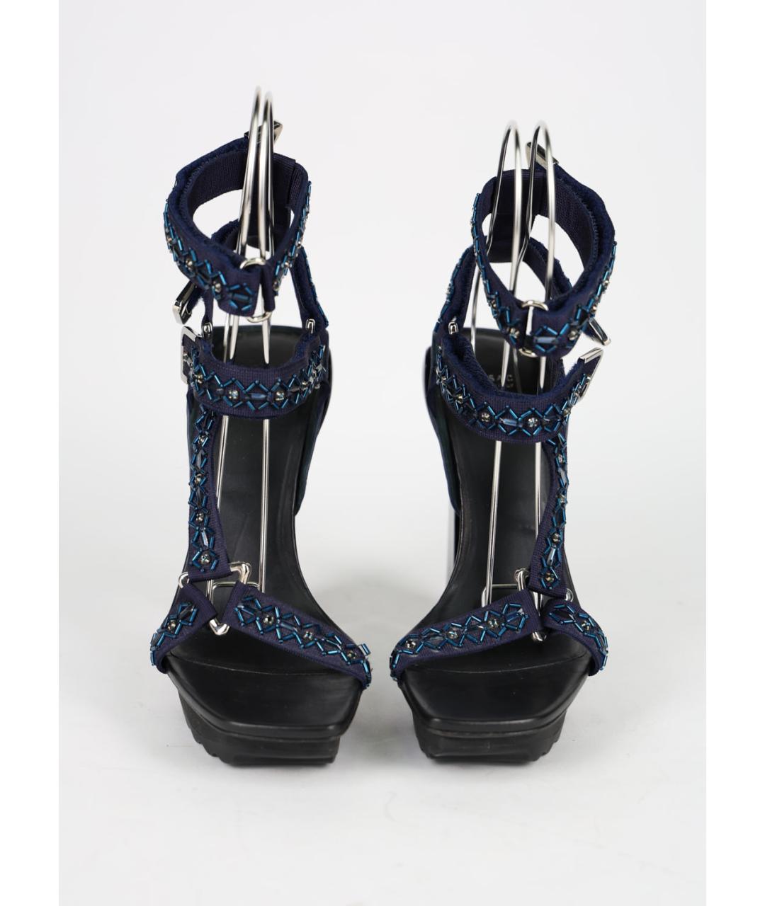 VERSACE Черные текстильные босоножки, фото 3