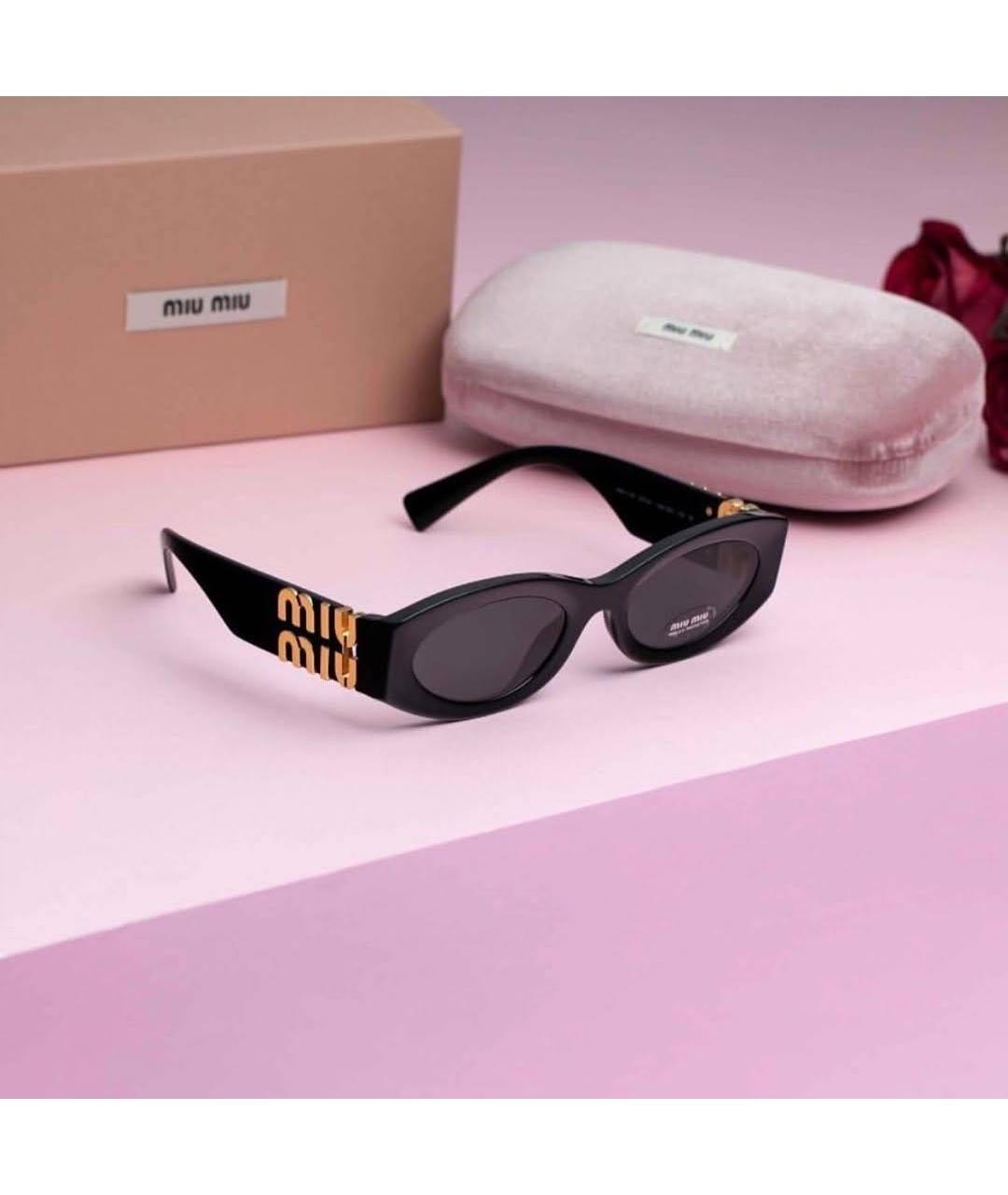 MIU MIU Черные пластиковые солнцезащитные очки, фото 4