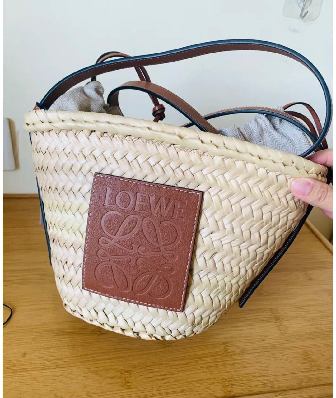 LOEWE Коричневая пелетеная пляжная сумка, фото 2