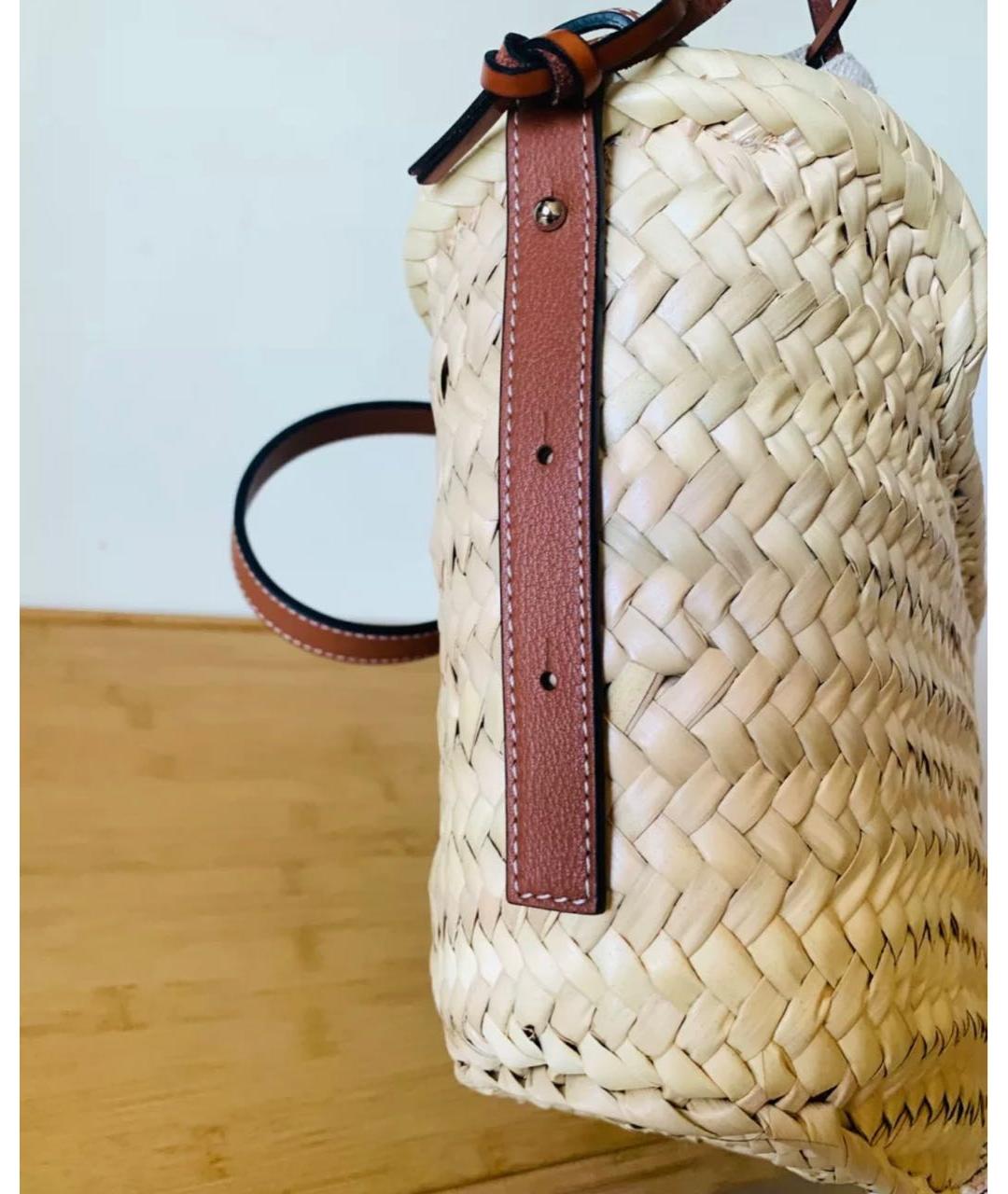 LOEWE Коричневая пелетеная пляжная сумка, фото 4