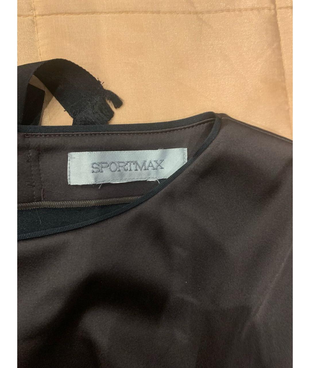SPORTMAX Коричневое атласное повседневное платье, фото 3