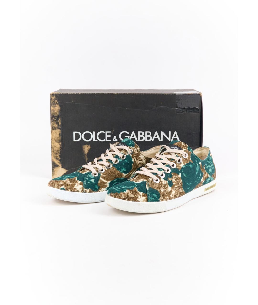 DOLCE&GABBANA Зеленые текстильные кеды, фото 6
