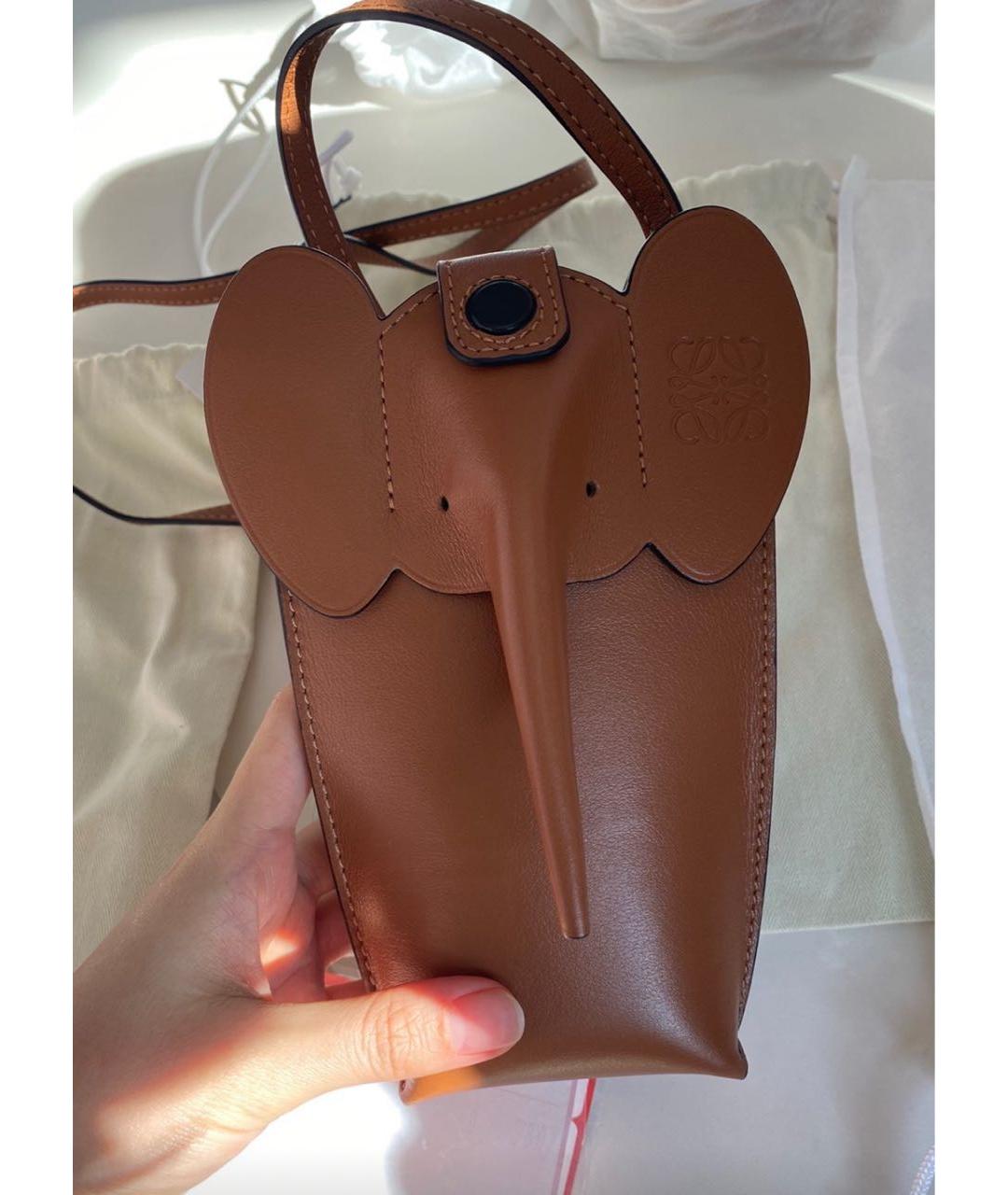 LOEWE Коричневая кожаная сумка через плечо, фото 2