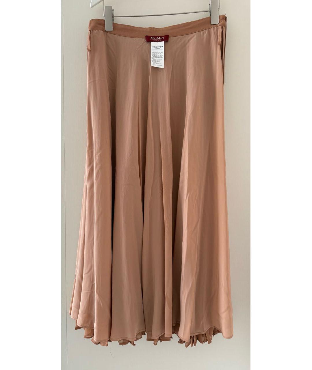 MAX MARA Бежевая полиэстеровая юбка миди, фото 3