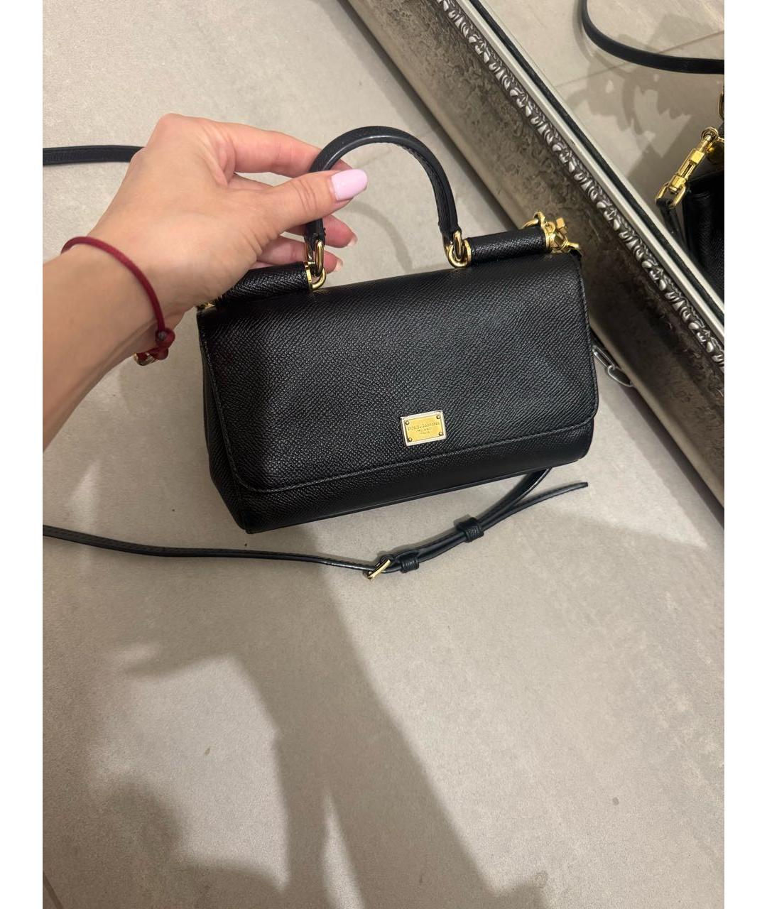 DOLCE&GABBANA Черная кожаная сумка через плечо, фото 2