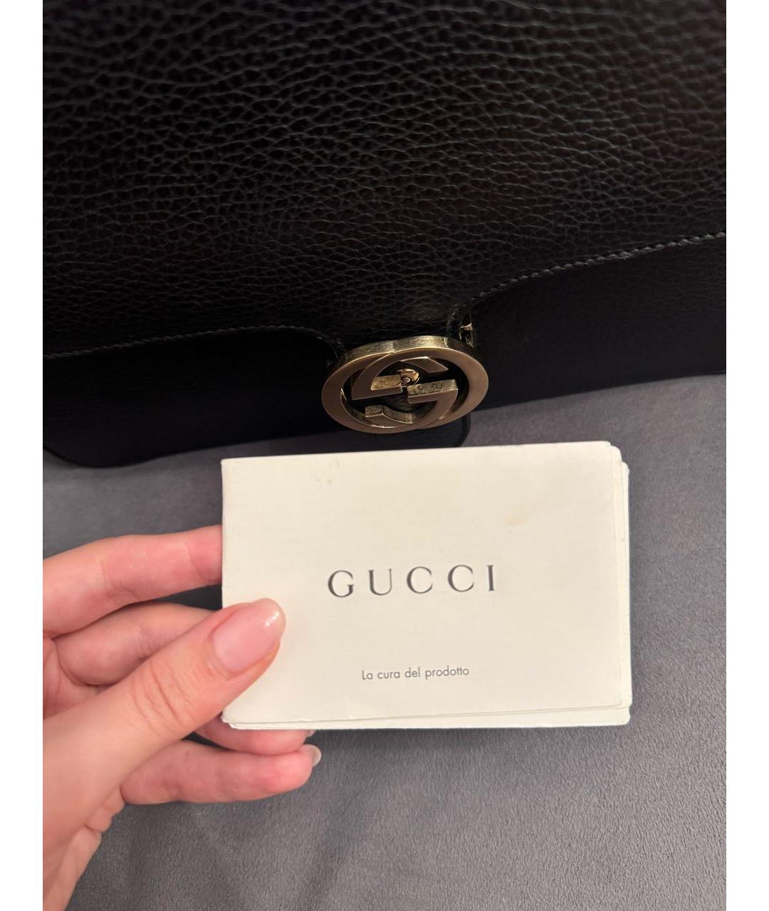 GUCCI Черная кожаная сумка через плечо, фото 4