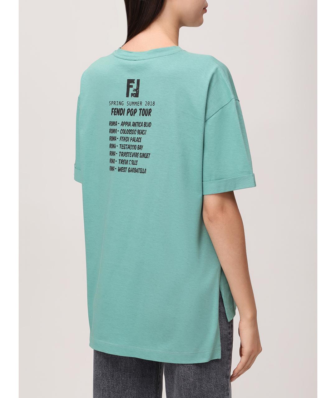 FENDI Зеленая хлопковая футболка, фото 3