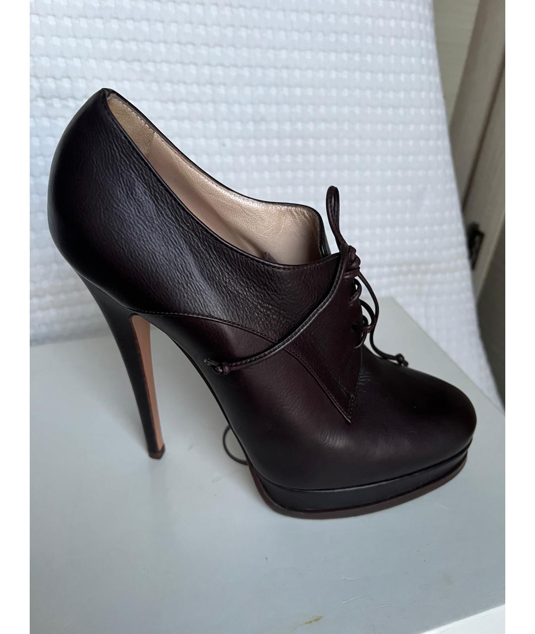 CASADEI Коричневые кожаные ботильоны, фото 8
