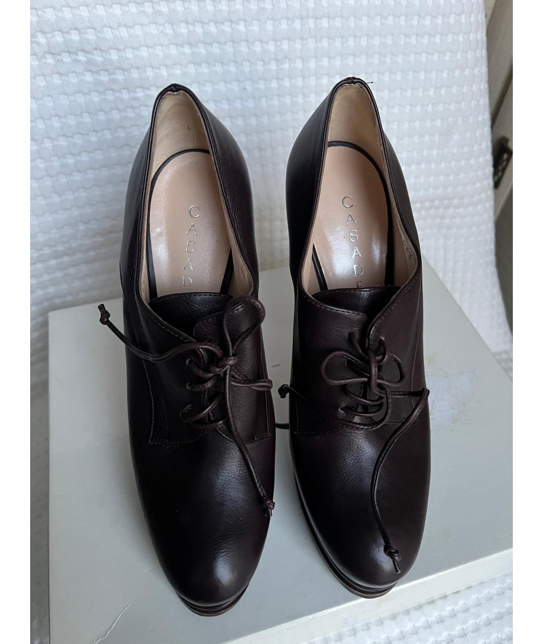 CASADEI Коричневые кожаные ботильоны, фото 2