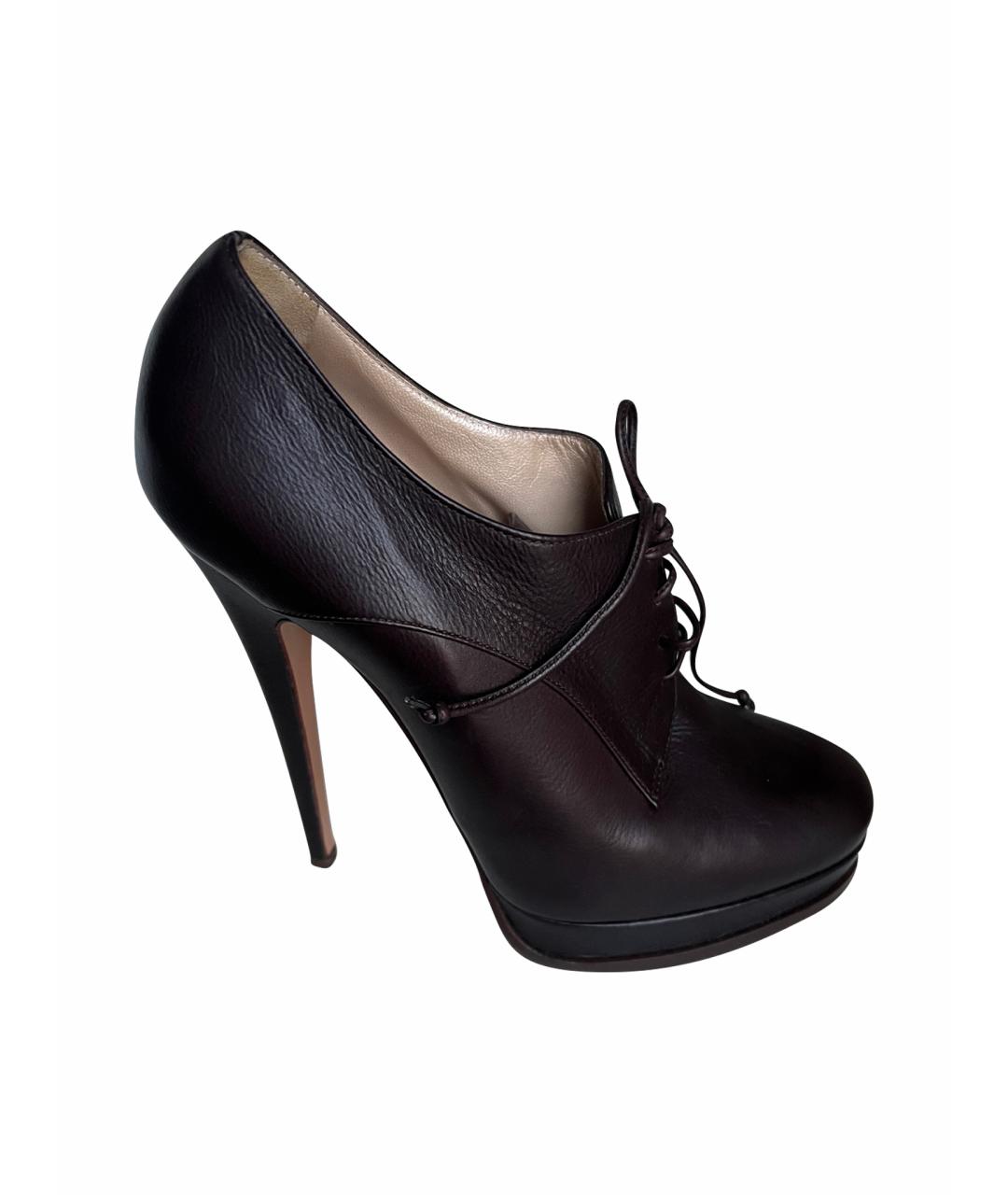 CASADEI Коричневые кожаные ботильоны, фото 1