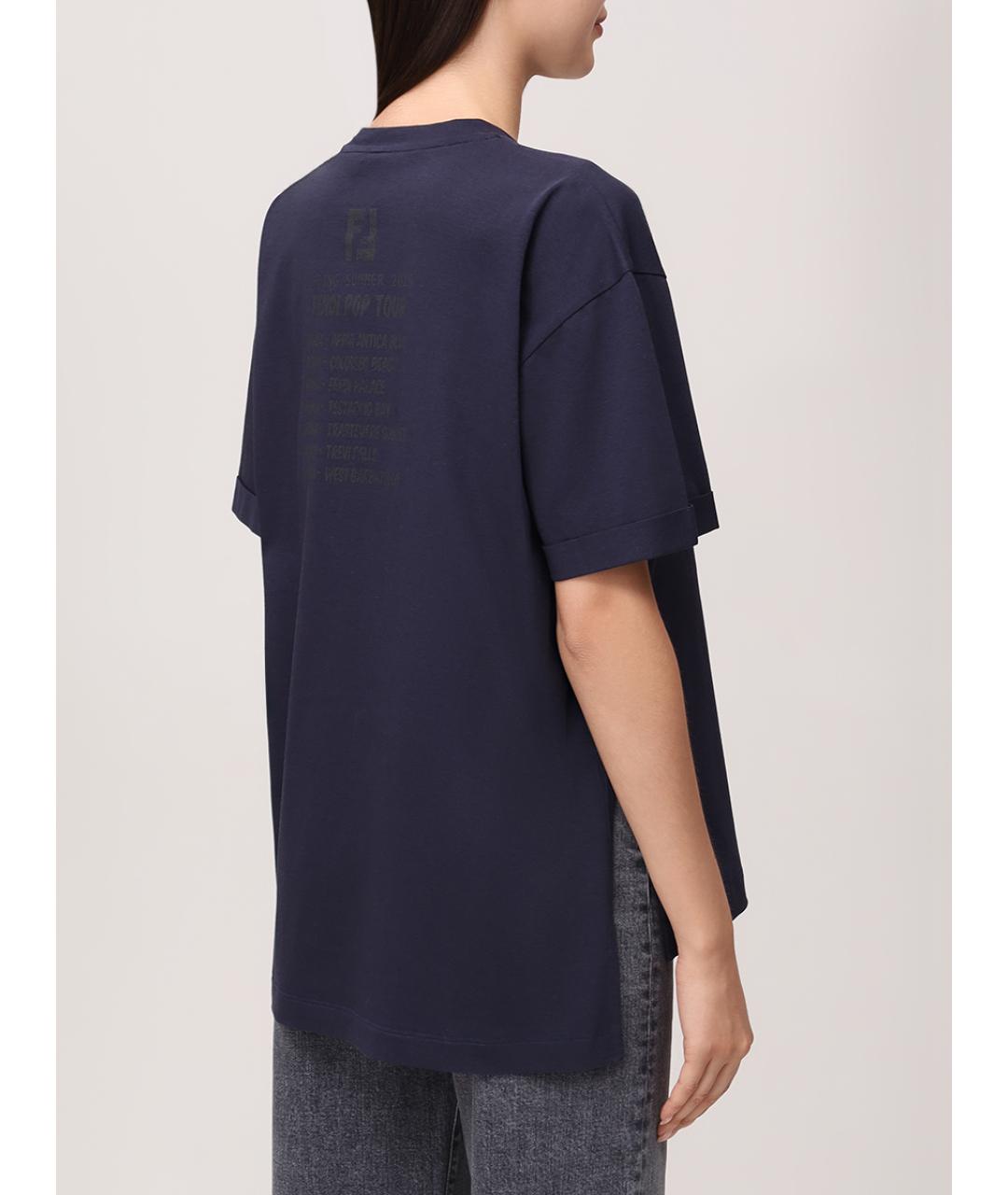 FENDI Синяя хлопковая футболка, фото 3