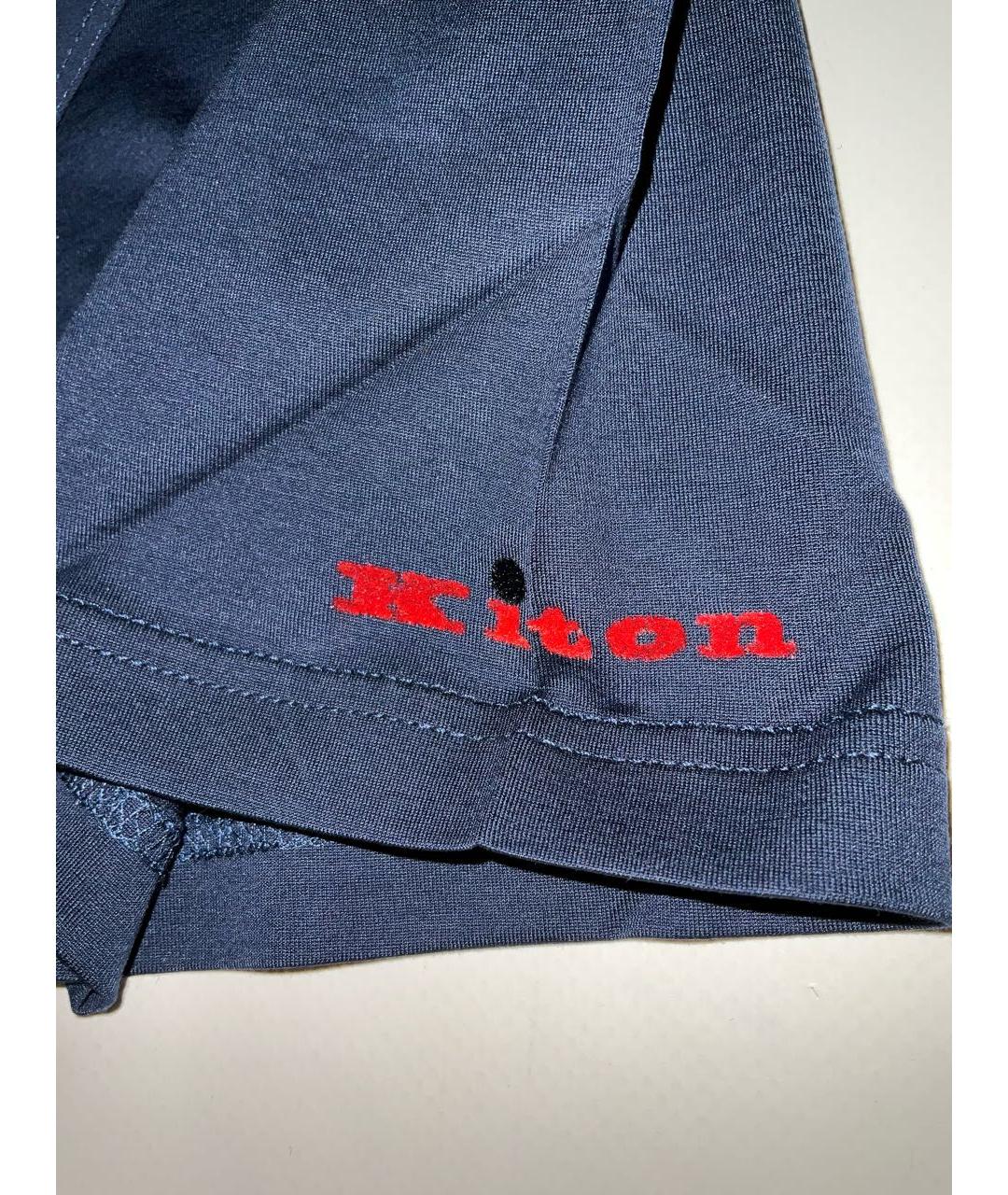 KITON Темно-синяя хлопковая футболка, фото 4