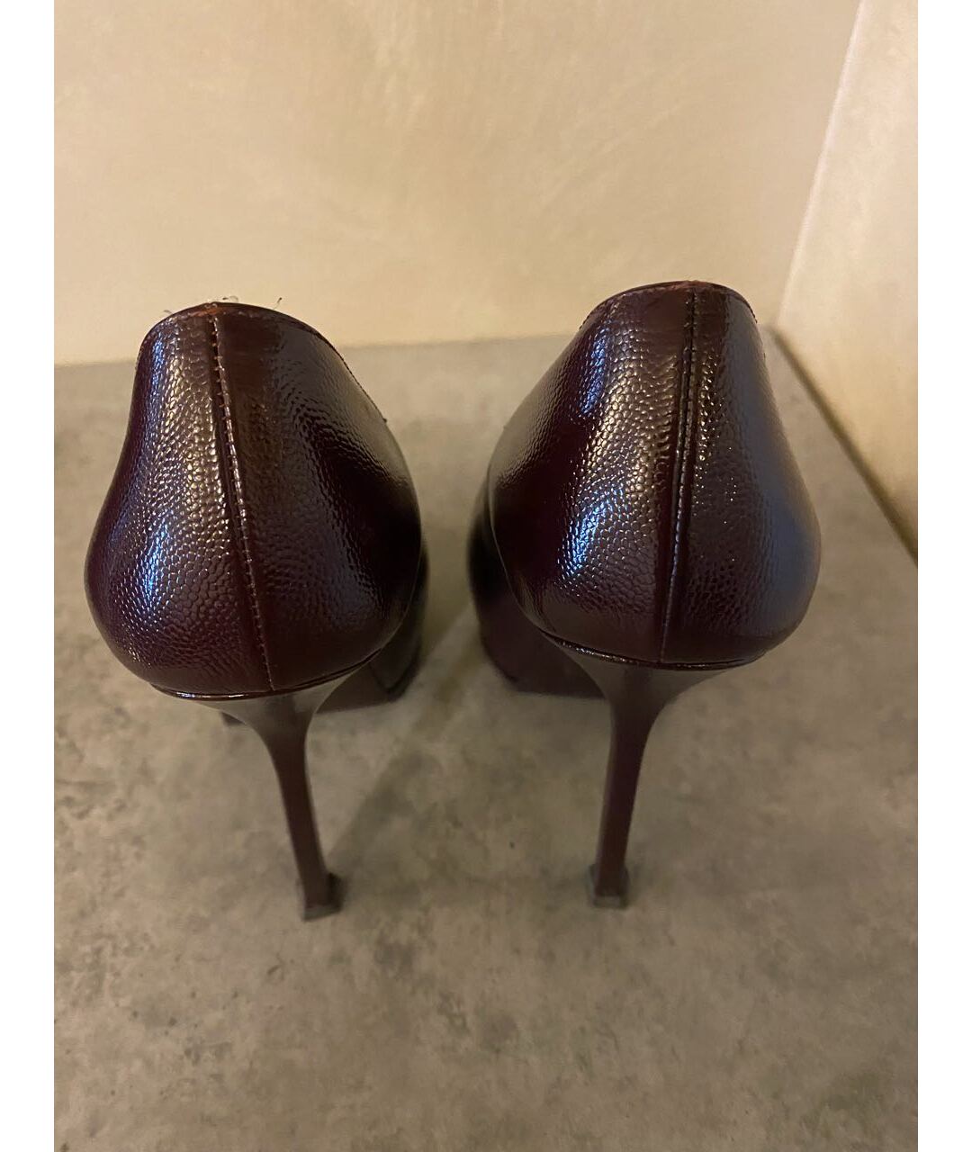 SAINT LAURENT Бордовые кожаные туфли, фото 3