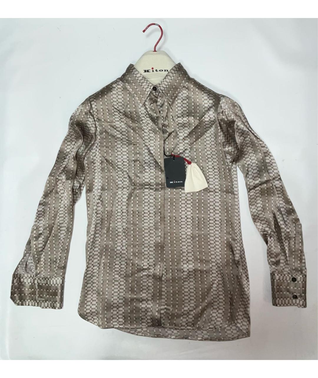 KITON Бежевая шелковая рубашка, фото 9