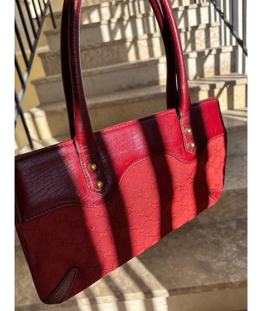 GUCCI Красная тканевая сумка с короткими ручками, фото 3