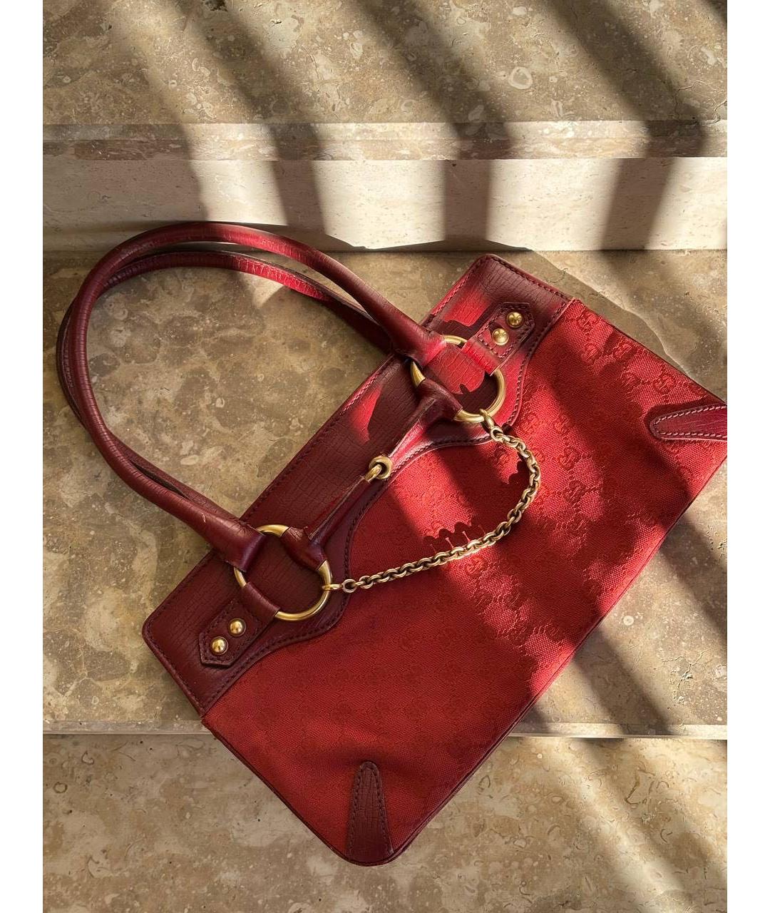 GUCCI Красная тканевая сумка с короткими ручками, фото 8