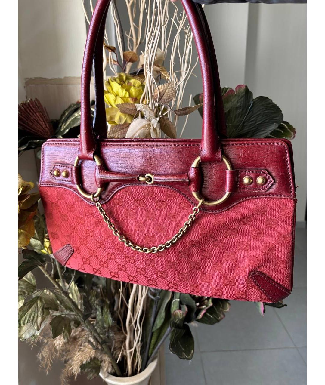 GUCCI Красная тканевая сумка с короткими ручками, фото 7