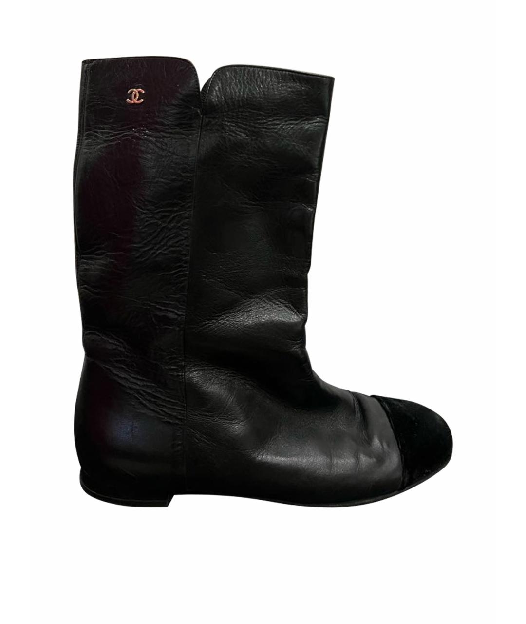CHANEL Черные кожаные полусапоги, фото 1