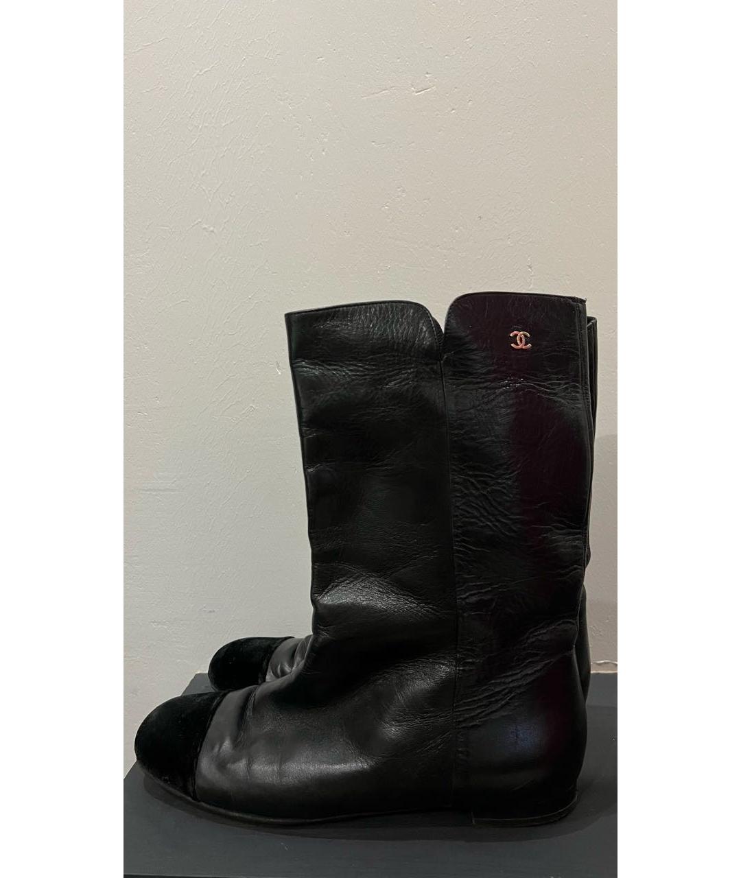CHANEL Черные кожаные полусапоги, фото 5