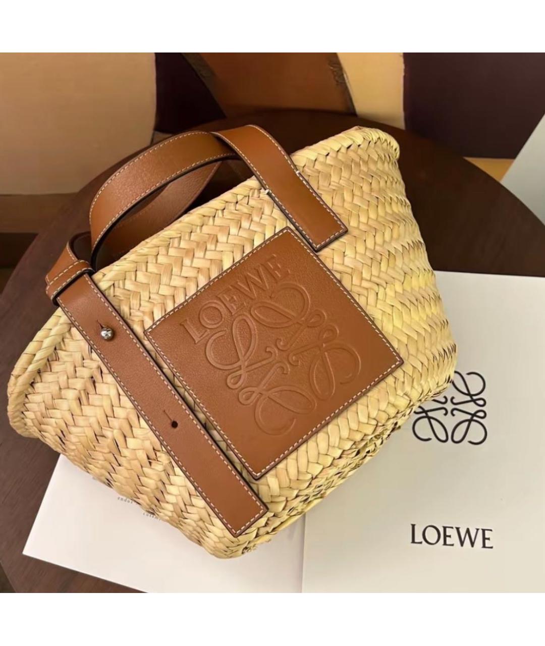 LOEWE Бежевая пелетеная пляжная сумка, фото 2