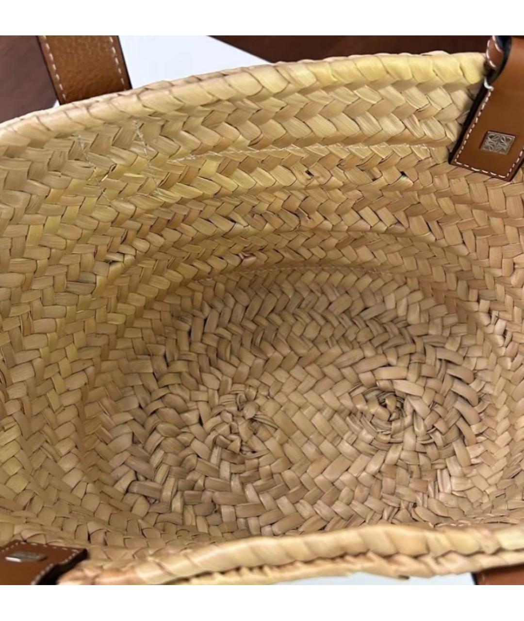LOEWE Бежевая пелетеная пляжная сумка, фото 4
