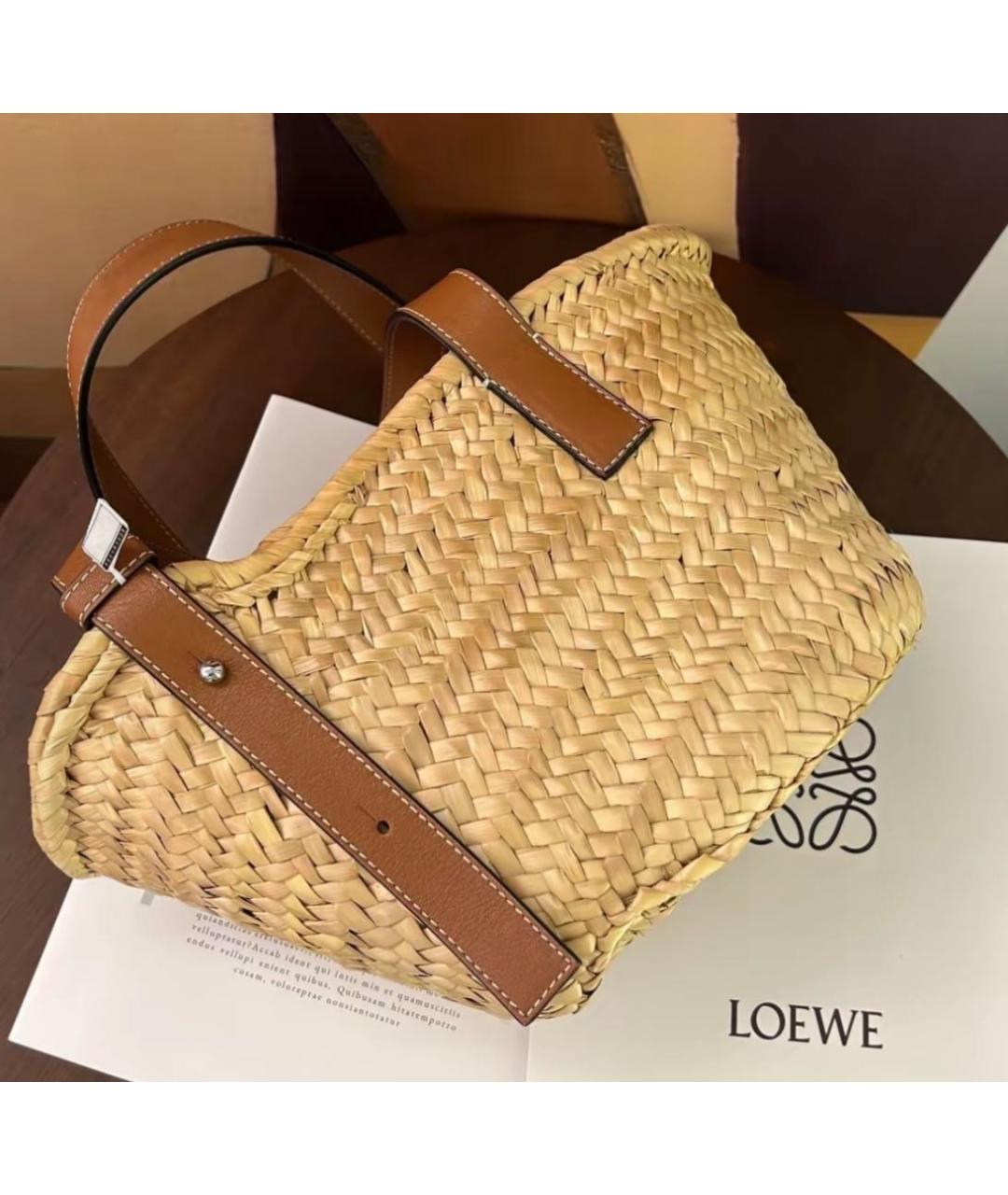 LOEWE Бежевая пелетеная пляжная сумка, фото 3