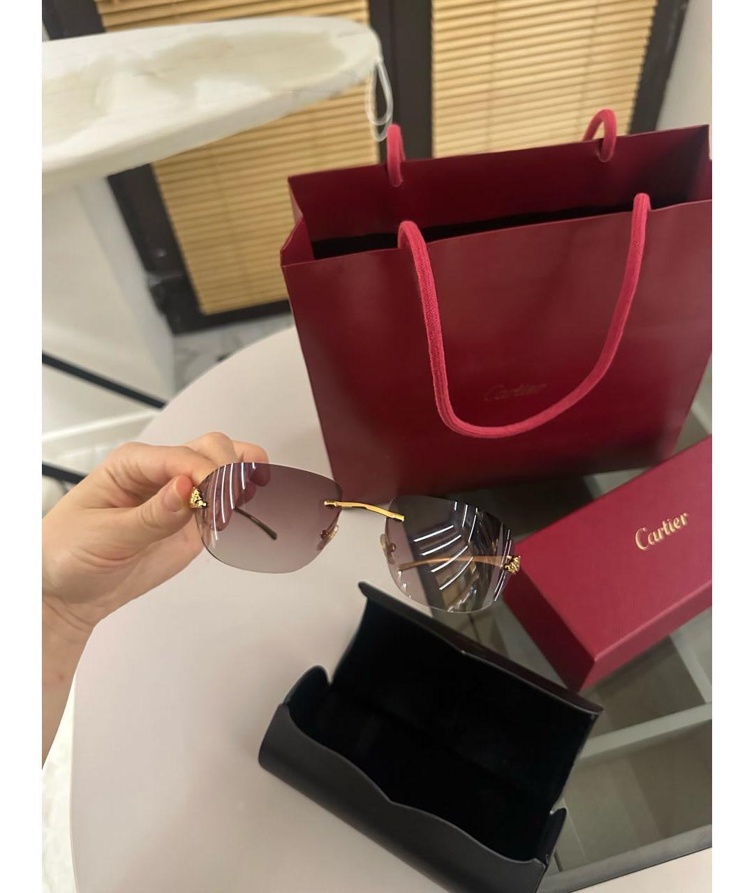 CARTIER Золотые металлические солнцезащитные очки, фото 5