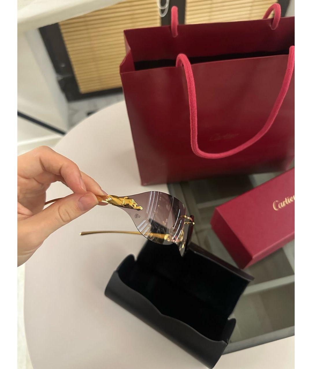 CARTIER Золотые металлические солнцезащитные очки, фото 3