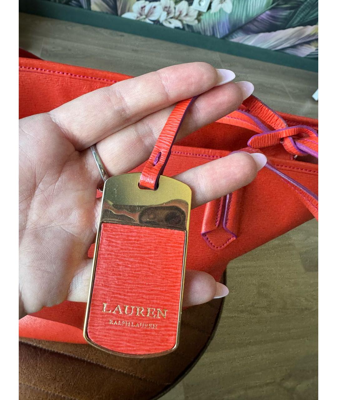 RALPH LAUREN Красная кожаная сумка тоут, фото 7