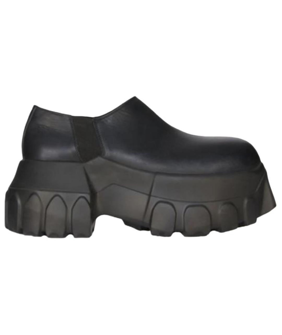 RICK OWENS Черные кожаные кроссовки, фото 1