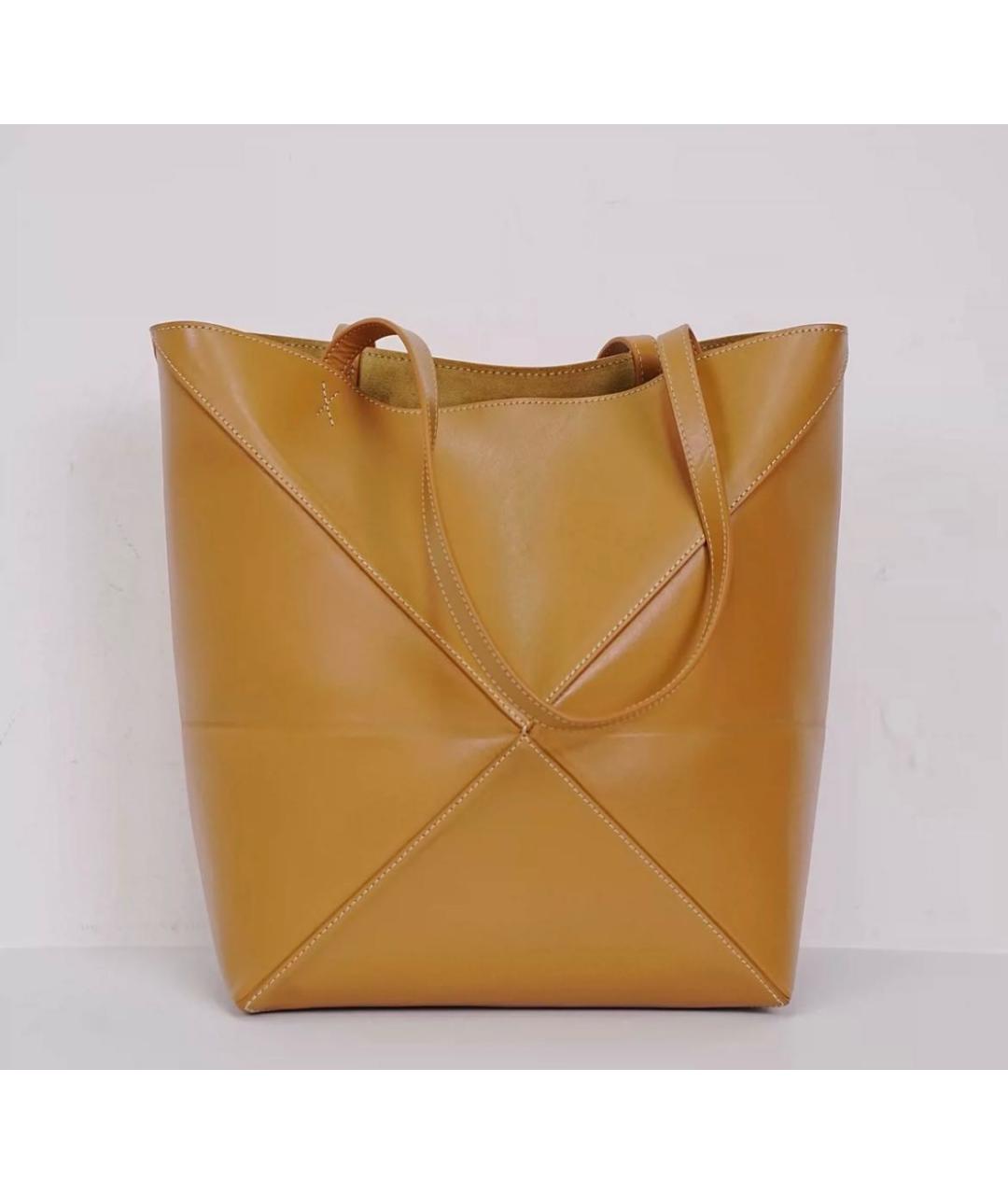 LOEWE Оранжевая кожаная сумка тоут, фото 3
