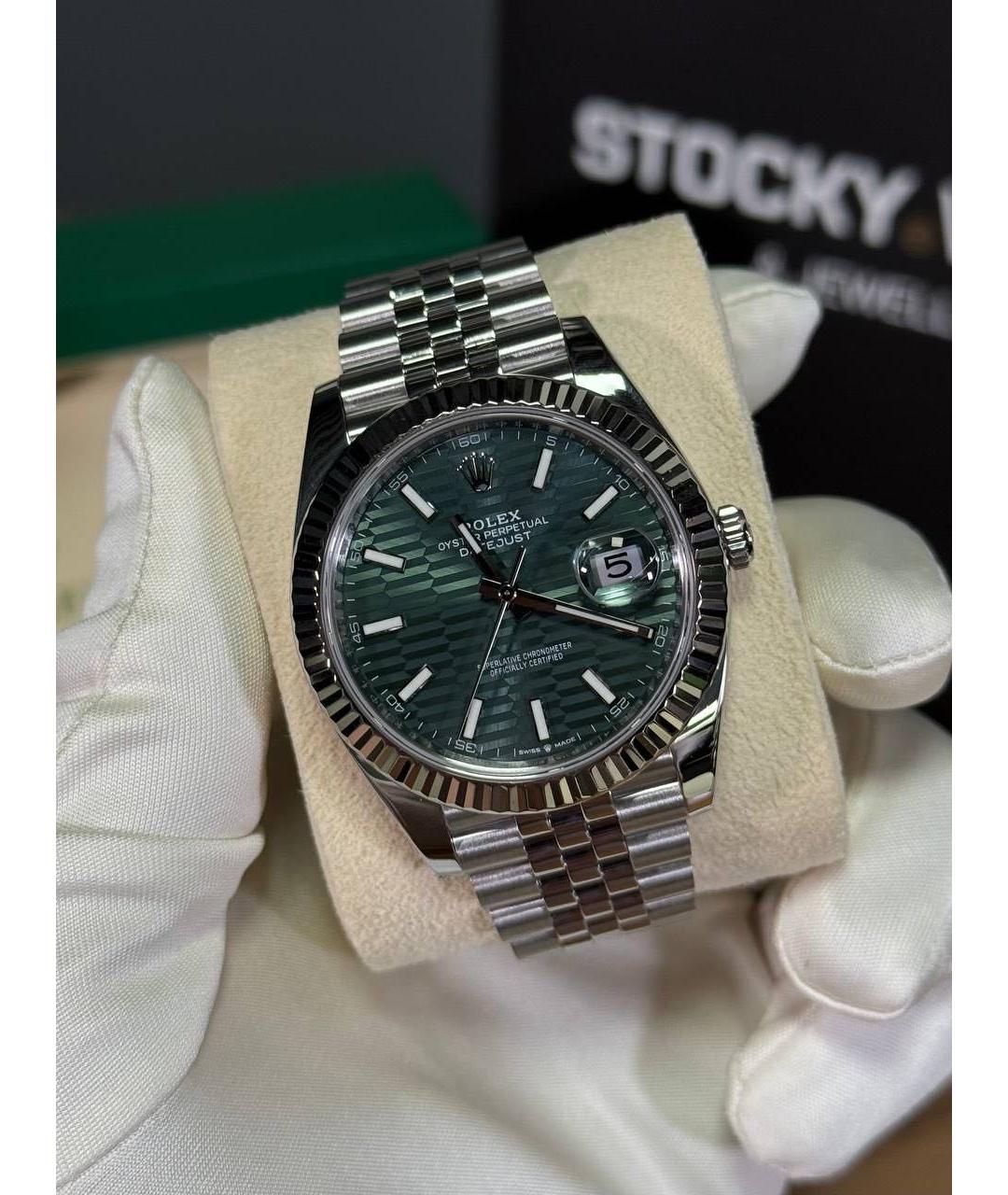 ROLEX Зеленые металлические часы, фото 4