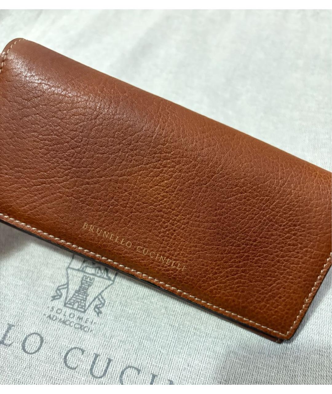 BRUNELLO CUCINELLI Коричневый кожаный кошелек, фото 2