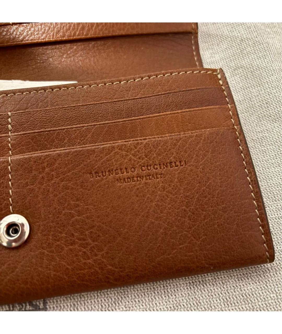 BRUNELLO CUCINELLI Коричневый кожаный кошелек, фото 6