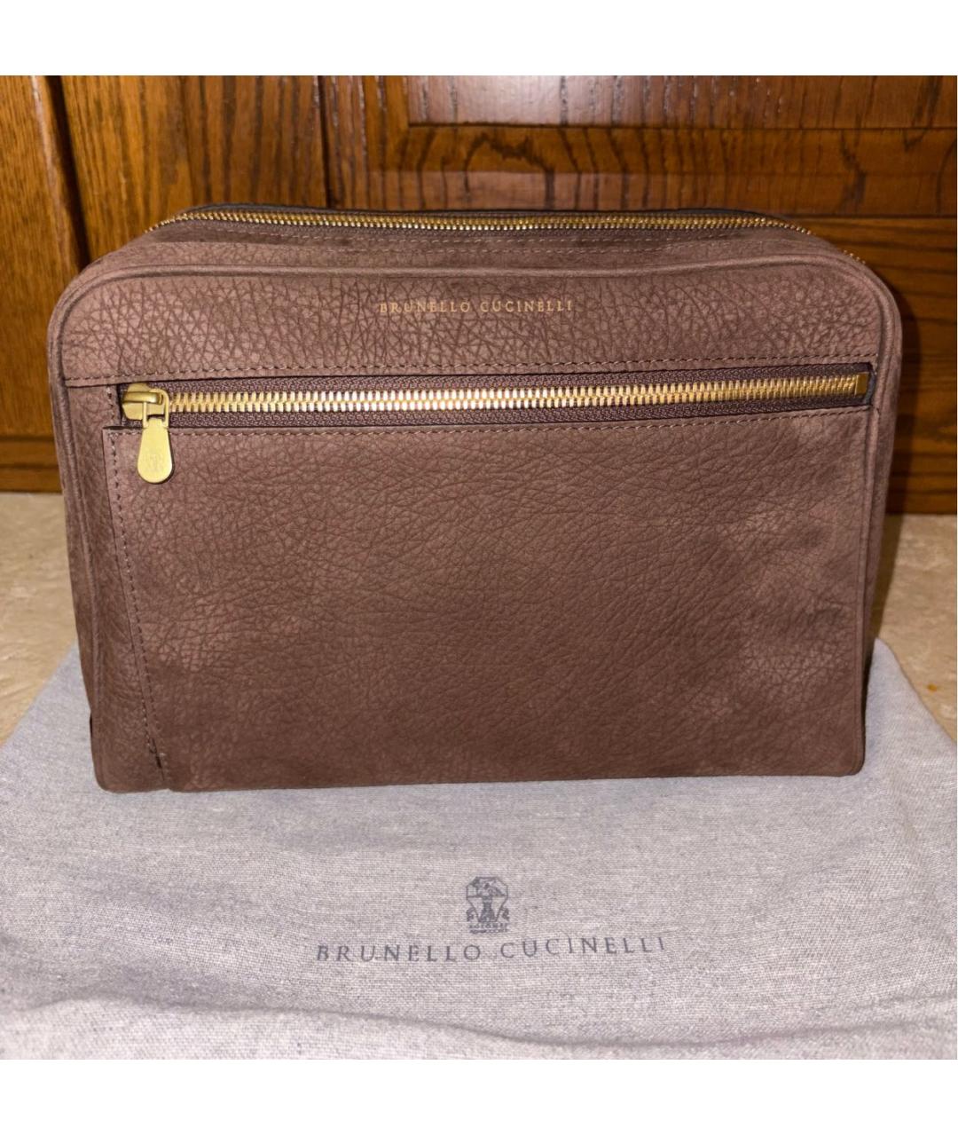 BRUNELLO CUCINELLI Коричневая кожаная барсетка, фото 8